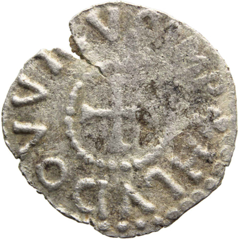 781 - 800 Louis the Pious Carolingian Denier Narbonne A in NAR inverse Silver Coin