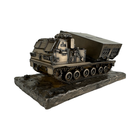 Multi launch rocket System (MLRS) cold cast bronze military statue.