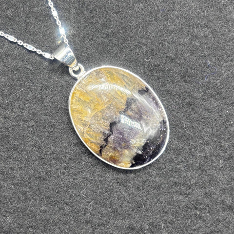 Blue John Fluorite Pendant in Sterling Silver