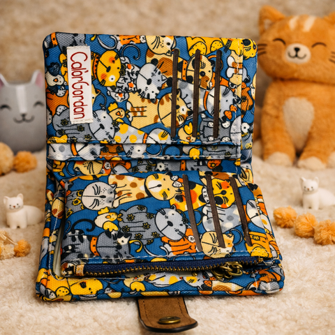 Cute Cat Print Women’s Short Wallet – PU Leather Coin Purse & ID Card Holder