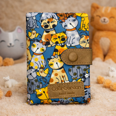 Cute Cat Print Women’s Short Wallet – PU Leather Coin Purse & ID Card Holder
