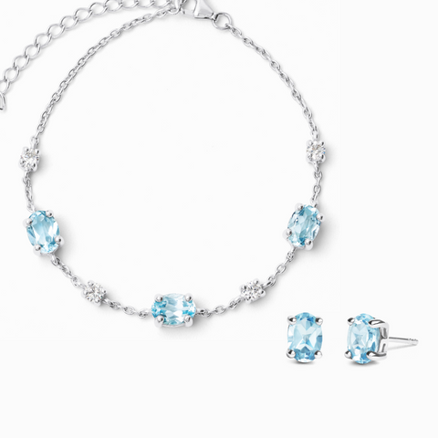 Mini-Set 2 – Schmuckset mit blauem Topas in Sterlingsilber