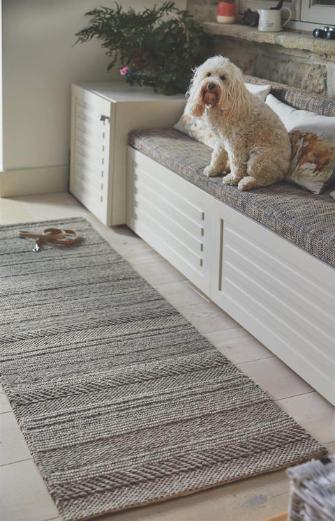 Tapis en tricot épais Naturel/Gris