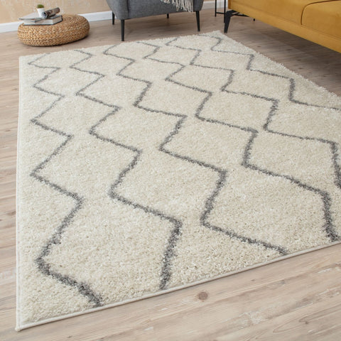 Tapis berbère Shaggy gris ivoire | 800