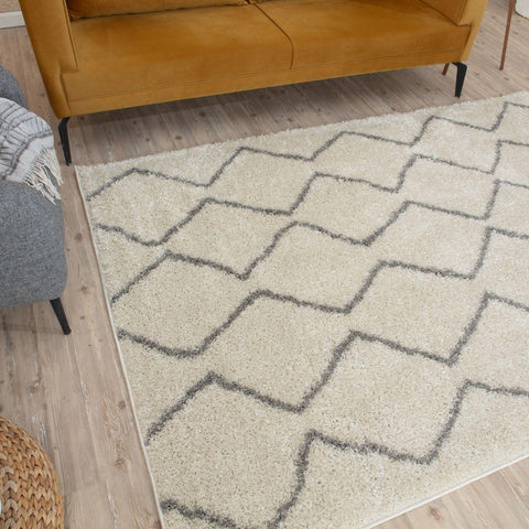 Tapis berbère Shaggy gris ivoire | 800