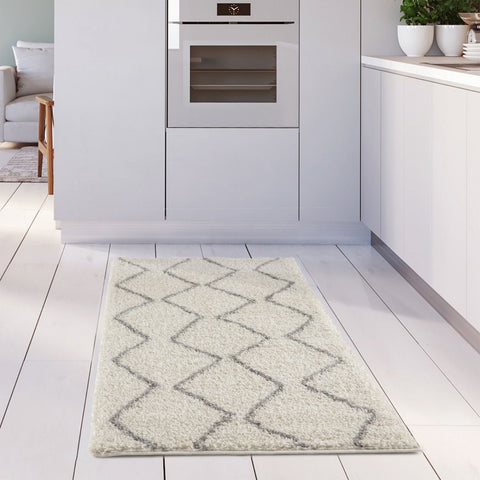 Tapis berbère Shaggy gris ivoire | 800