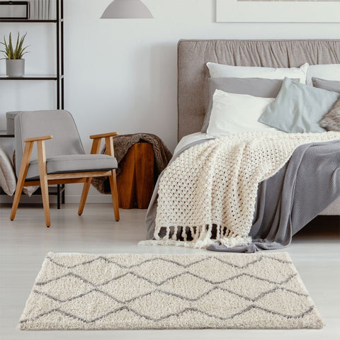 Tapis berbère Shaggy gris ivoire | 800