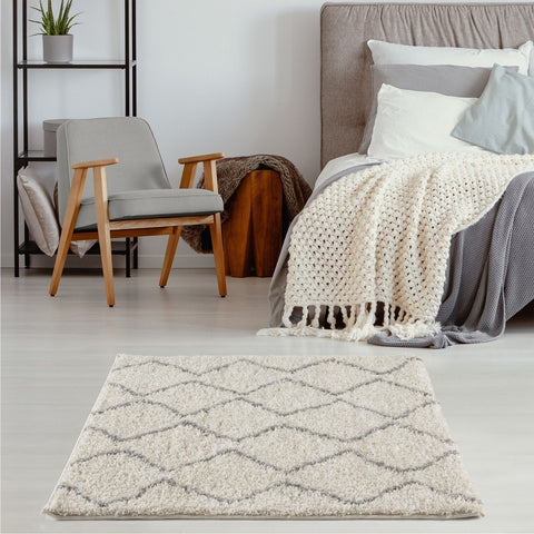 Tapis berbère Shaggy gris ivoire | 800