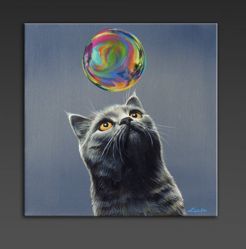 Gala - ORIGINAL Cat painting ~Soap bubble!~ No reserve
