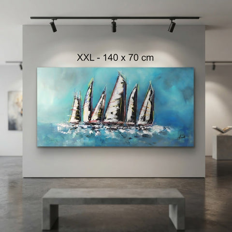 Monika Spiewak - Regatta - Oil Painting Stretched On The Frame - XXL - Ready To Hang - 1/1 Unique Piece