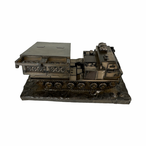 Multi launch rocket System (MLRS) cold cast bronze military statue.