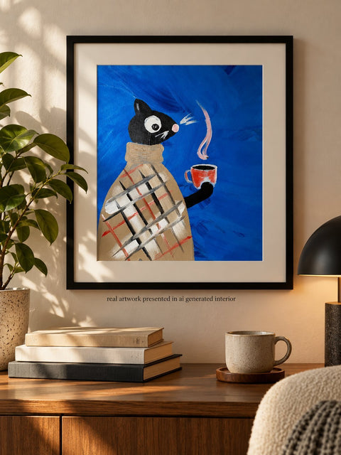 Tetiana Zaitseva - Acrylic Painting "Winter Mouse" no 406