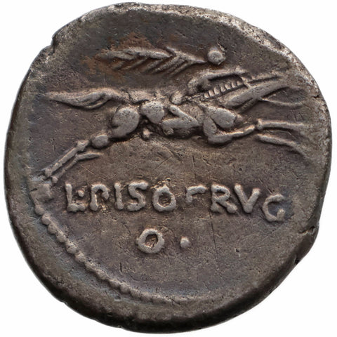 90 BC Roman Republic Denarius Lucius Calpurnius Piso Frugi Coin