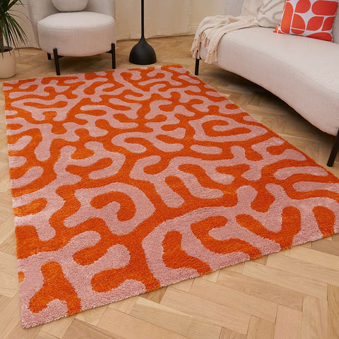 Joli tapis Orange & Rose Doodle