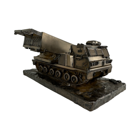 Multi launch rocket System (MLRS) cold cast bronze military statue.