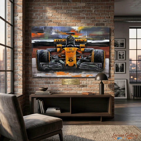Vintage Handcrafted Race Car 3D Metal Wall Art, Original Painting, Living Room Decor, Unique Gift