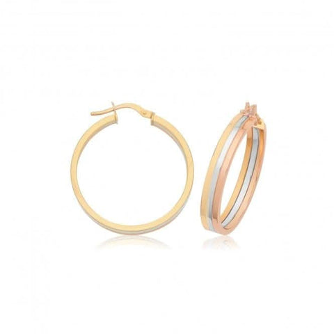 Boucles d'oreilles créoles en or tricolore 9 carats ER1215