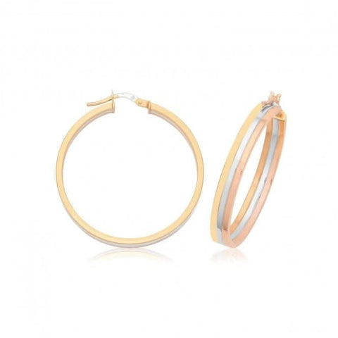 Boucles d'oreilles créoles en or tricolore 9 carats ER1215