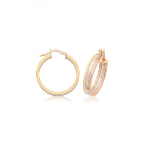 Boucles d'oreilles créoles en or tricolore 9 carats ER1215