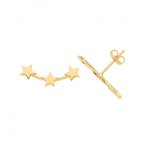 9-karätige Gold-Ohrstecker mit 3 Sternen ES1661