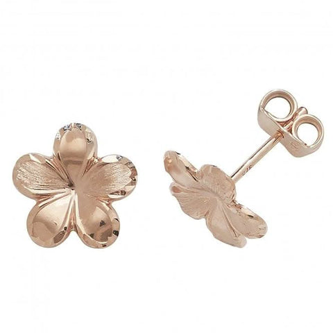 9-karätige Roségold-Ohrstecker in Blumenform ES419R