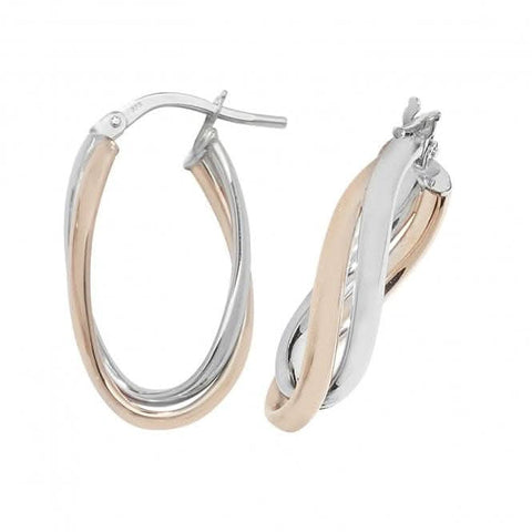 Boucles d'oreilles créoles ovales en or rose 9 carats ER1009R