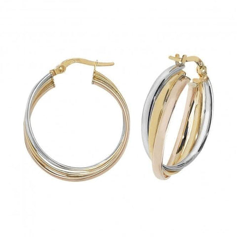 Boucles d'oreilles créoles en or tricolore 9 carats ER1000