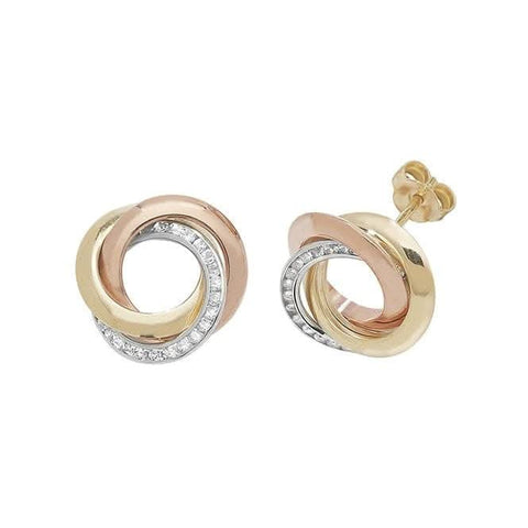 Ohrstecker aus 9-karätigem dreifarbigem Gold mit Zirkonia ES173