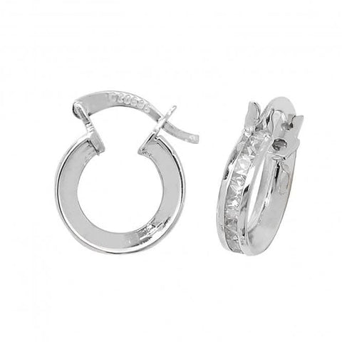 Boucles d'oreilles créoles en or blanc 9 carats et zirconiums cubiques ER085W