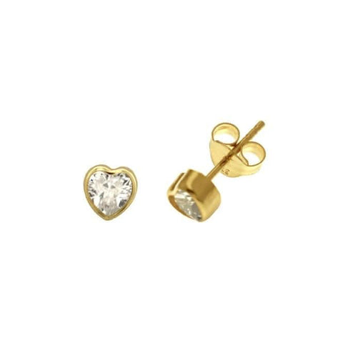 Herzförmige Ohrstecker aus 9-karätigem Weißgold mit Zirkonia ES234S