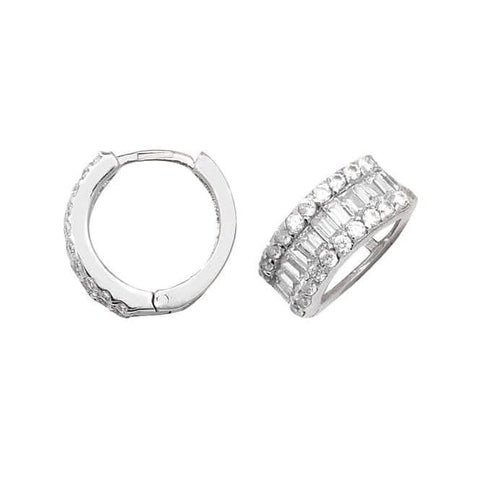 Boucles d'oreilles articulées en or blanc 9 carats et zirconiums ER018W
