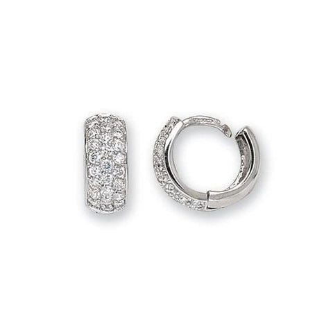 Boucles d'oreilles articulées en or blanc 9 carats et zirconiums ER024W