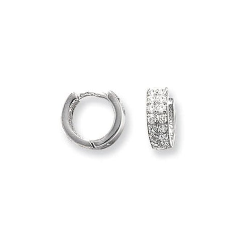 Boucles d'oreilles à charnière en or blanc 9 carats et zirconiums ER025W