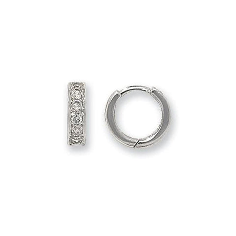 Boucles d'oreilles à charnière en or blanc 9 carats et zirconiums ER026W