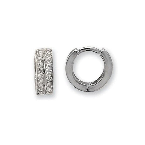 Boucles d'oreilles à charnière en or blanc 9 carats et zirconiums ER027W