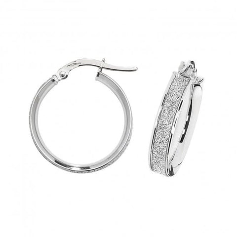 Boucles d'oreilles créoles ovales en or blanc 9 carats ER1023W