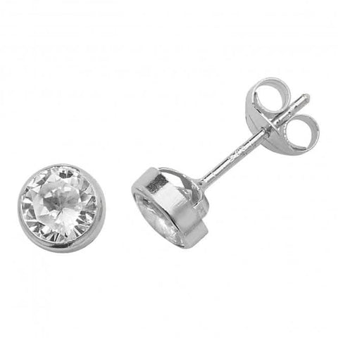 Ohrstecker aus 9-karätigem Weißgold mit rundem Zirkonia ES232SW