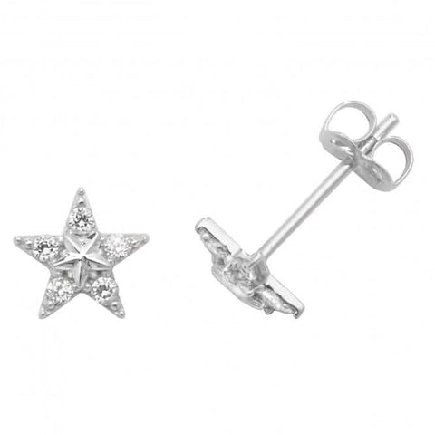 Ohrstecker aus 9-karätigem Weißgold mit Zirkonia in Fischsternform ES437W