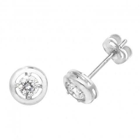 Ohrstecker aus 9-karätigem Weißgold mit Zirkonia, rund, ES472W