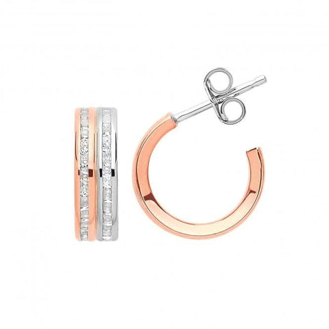 Ohrstecker aus 9-karätigem Weiß-/Roségold mit Zirkonia ES174