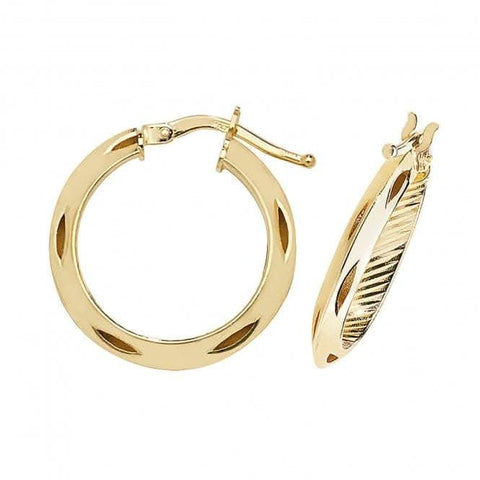 Boucles d'oreilles créoles en or jaune 9 carats à facettes diamantées ER051