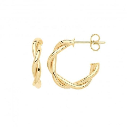 Boucles d'oreilles créoles torsadées en or jaune 9 carats ER1193