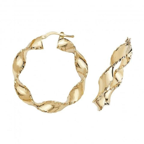 9-karätige Gelbgold-Ohrringe, 25 mm, diamantgeschliffen, ER204N