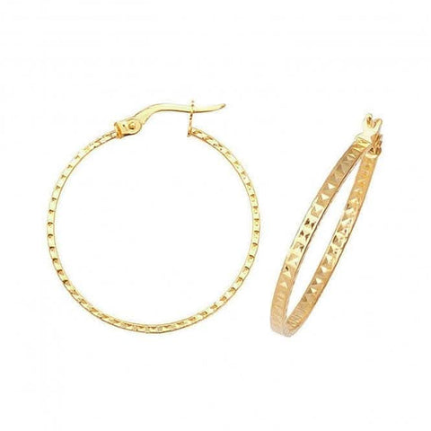 9 Karat Gelbgold 25 mm Diamantschliff Creolen ER654