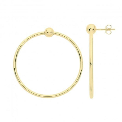 Boucles d'oreilles créoles pendantes en or jaune 9 carats, 25 mm, ER945