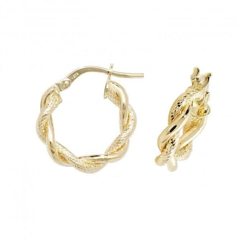 Boucles d'oreilles créoles en or jaune 9 carats à facettes diamantées ER1045