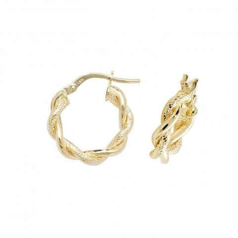 Boucles d'oreilles créoles en or jaune 9 carats à facettes diamantées ER1045