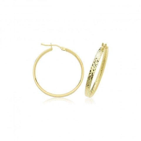 Boucles d'oreilles créoles en or jaune 9 carats, 30 mm, serties de diamants, ER1221