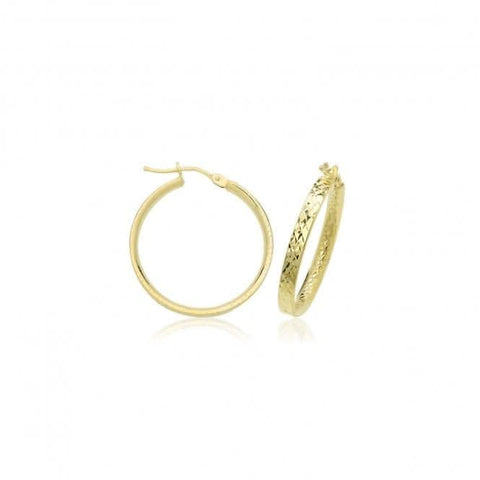 Boucles d'oreilles créoles en or jaune 9 carats, 30 mm, serties de diamants, ER1221