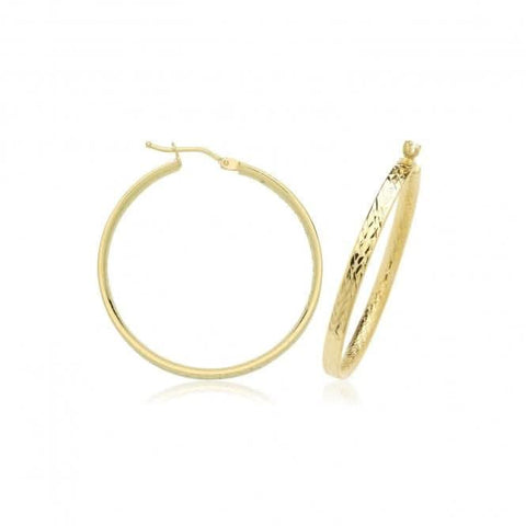Boucles d'oreilles créoles en or jaune 9 carats, 30 mm, serties de diamants, ER1221